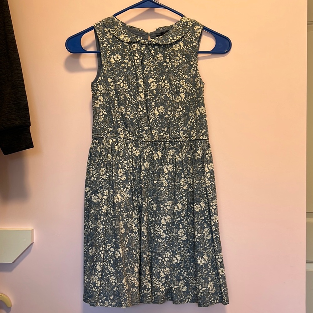 Blue floral sleeveless dress